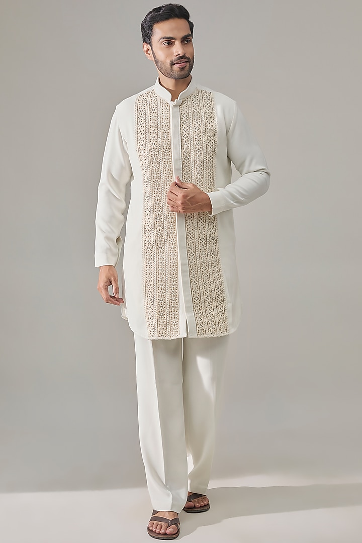 White Premium Blend Kurta by Rohit Doshi at Pernia's Pop Up Shop