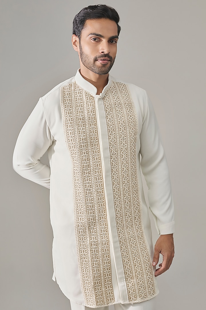 White Premium Blend Kurta by Rohit Doshi at Pernia's Pop Up Shop
