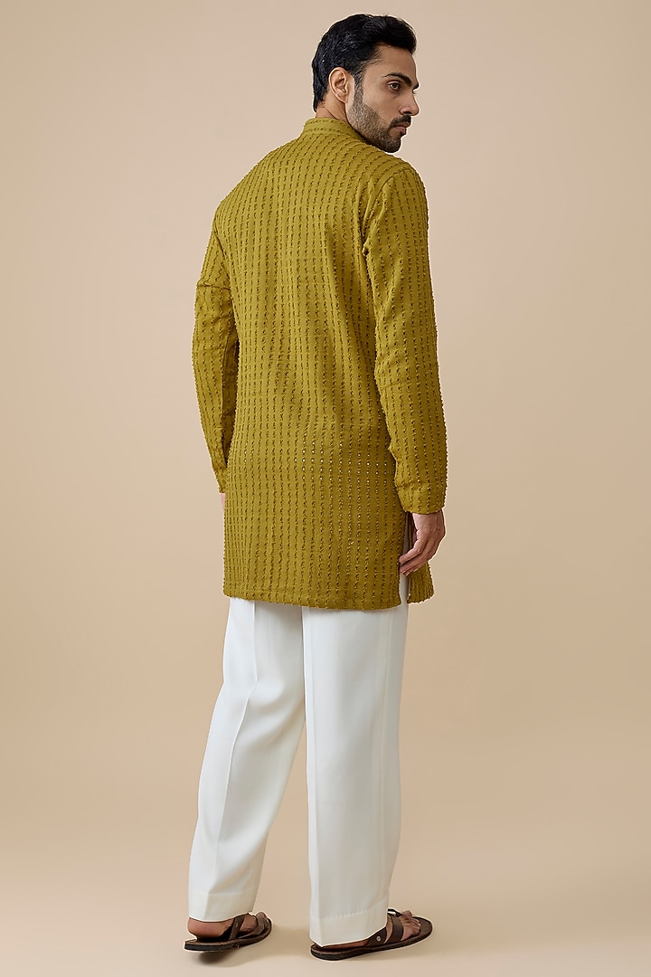 Mustard Yellow Cotton Kurta by Rohit Doshi at Pernia's Pop Up Shop