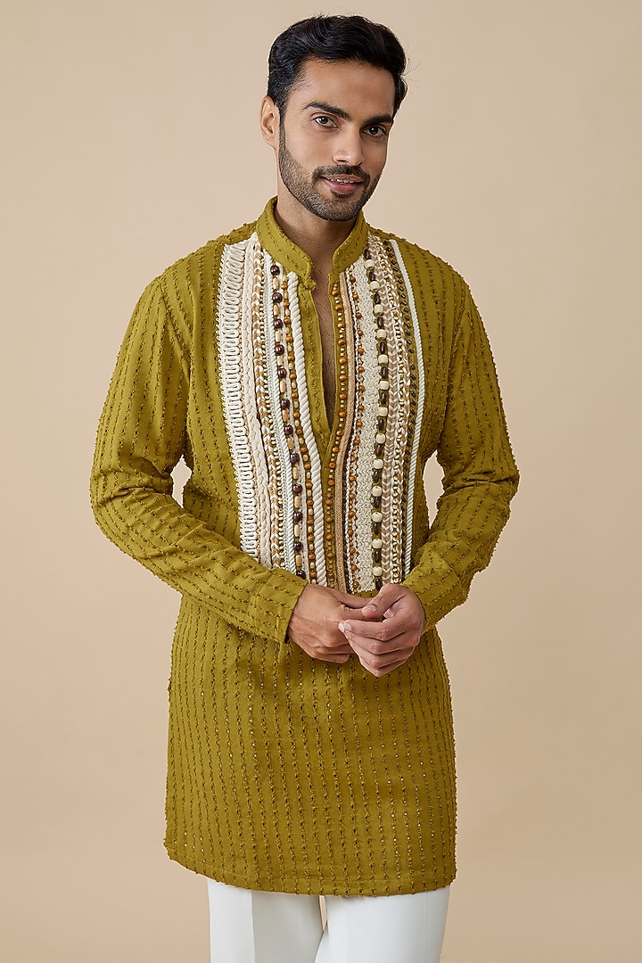 Mustard Yellow Cotton Kurta by Rohit Doshi at Pernia's Pop Up Shop