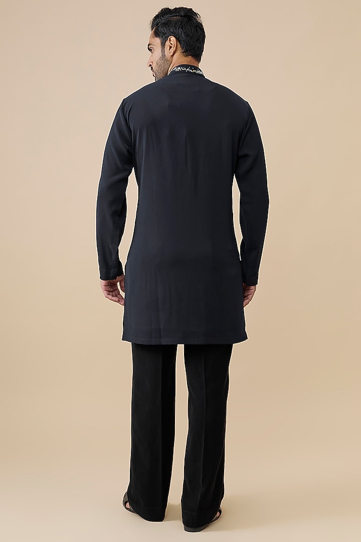 Blue Polyester Kurta by Rohit Doshi at Pernia's Pop Up Shop