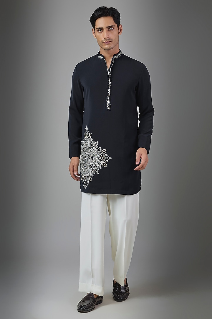 Blue Premium Polyester Kurta by Rohit Doshi at Pernia's Pop Up Shop