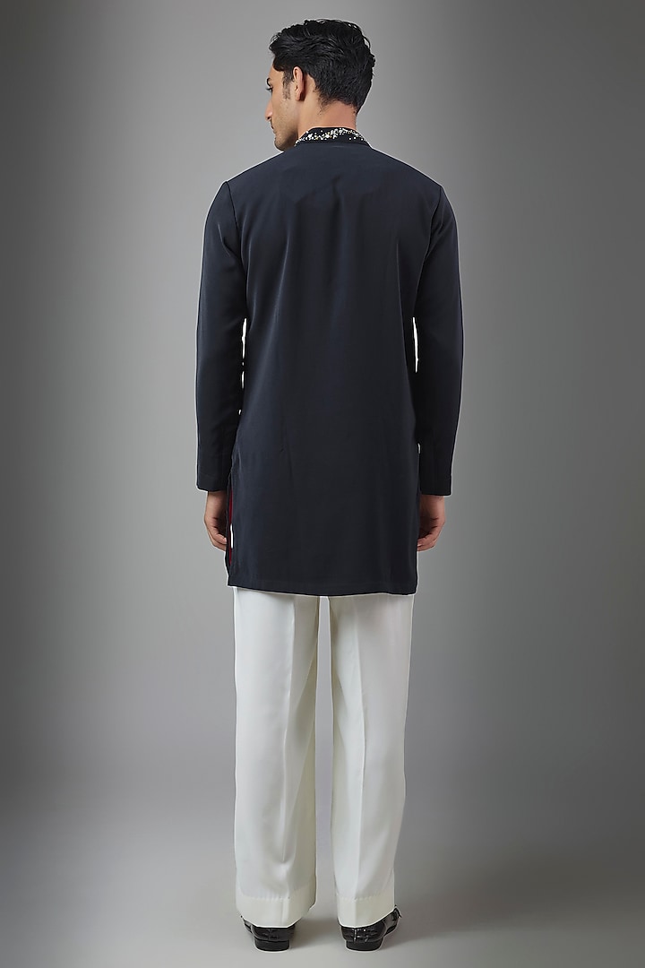 Blue Premium Polyester Kurta by Rohit Doshi at Pernia's Pop Up Shop
