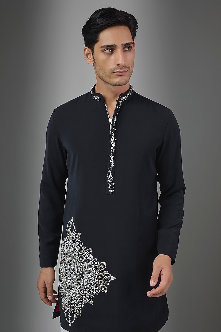 Blue Premium Polyester Kurta by Rohit Doshi at Pernia's Pop Up Shop