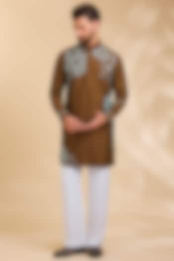 Brown Silk Kurta by Rohit Doshi at Pernia's Pop Up Shop