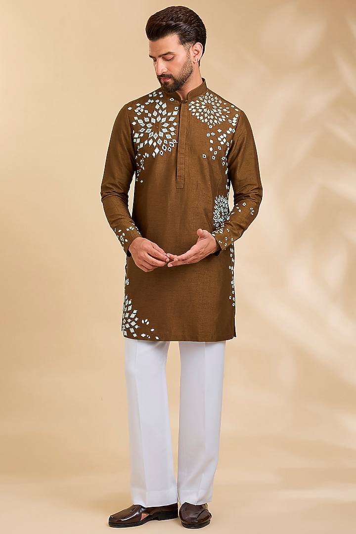 Brown Silk Kurta by Rohit Doshi at Pernia's Pop Up Shop