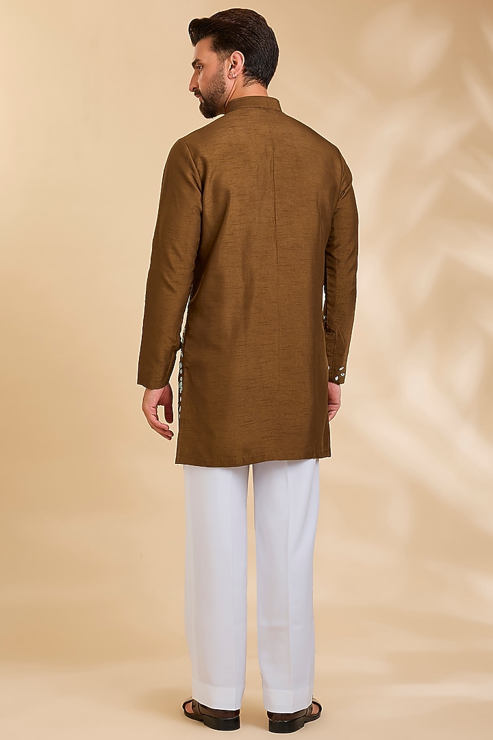 Brown Silk Kurta by Rohit Doshi at Pernia's Pop Up Shop