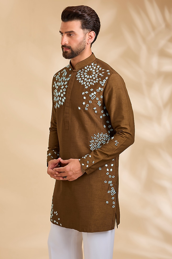 Brown Silk Kurta by Rohit Doshi at Pernia's Pop Up Shop