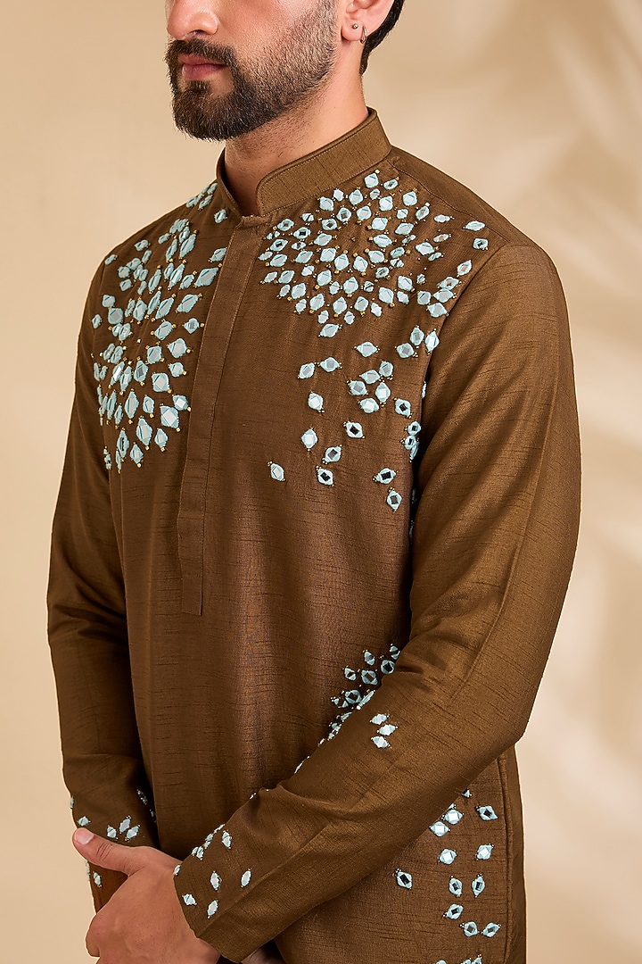 Brown Silk Kurta by Rohit Doshi at Pernia's Pop Up Shop
