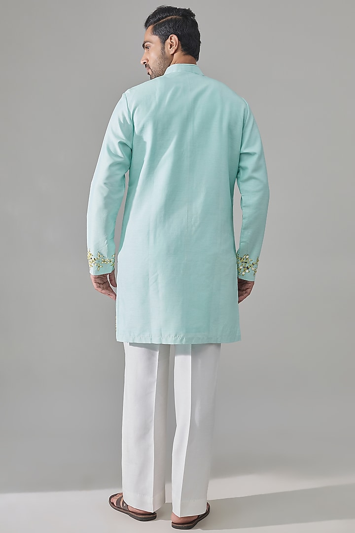 Baby Blue Silk Kurta by Rohit Doshi at Pernia's Pop Up Shop