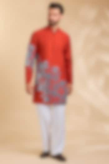 Orange Silk Kurta by Rohit Doshi at Pernia's Pop Up Shop