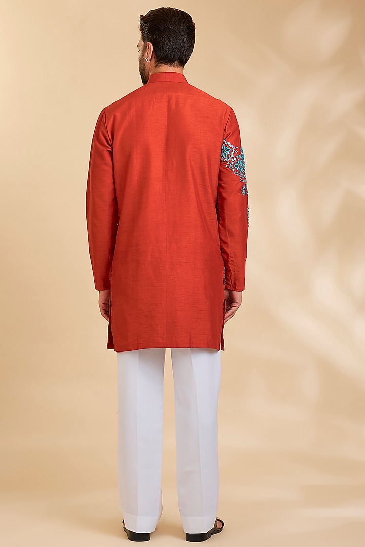 Orange Silk Kurta by Rohit Doshi at Pernia's Pop Up Shop