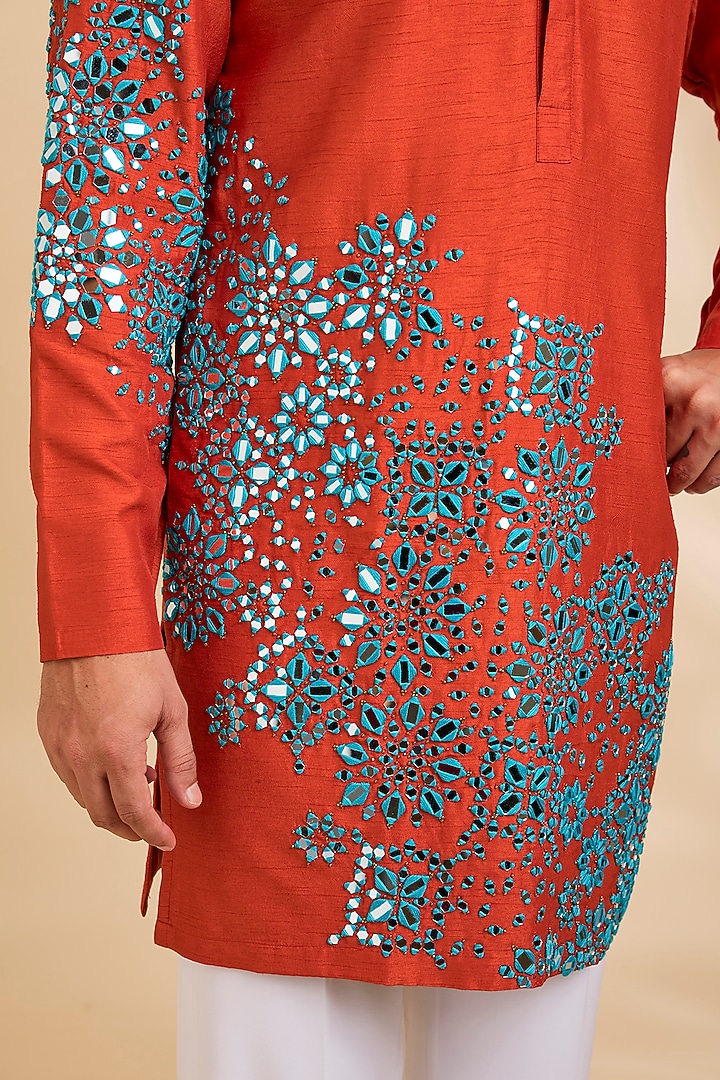 Orange Silk Kurta by Rohit Doshi at Pernia's Pop Up Shop