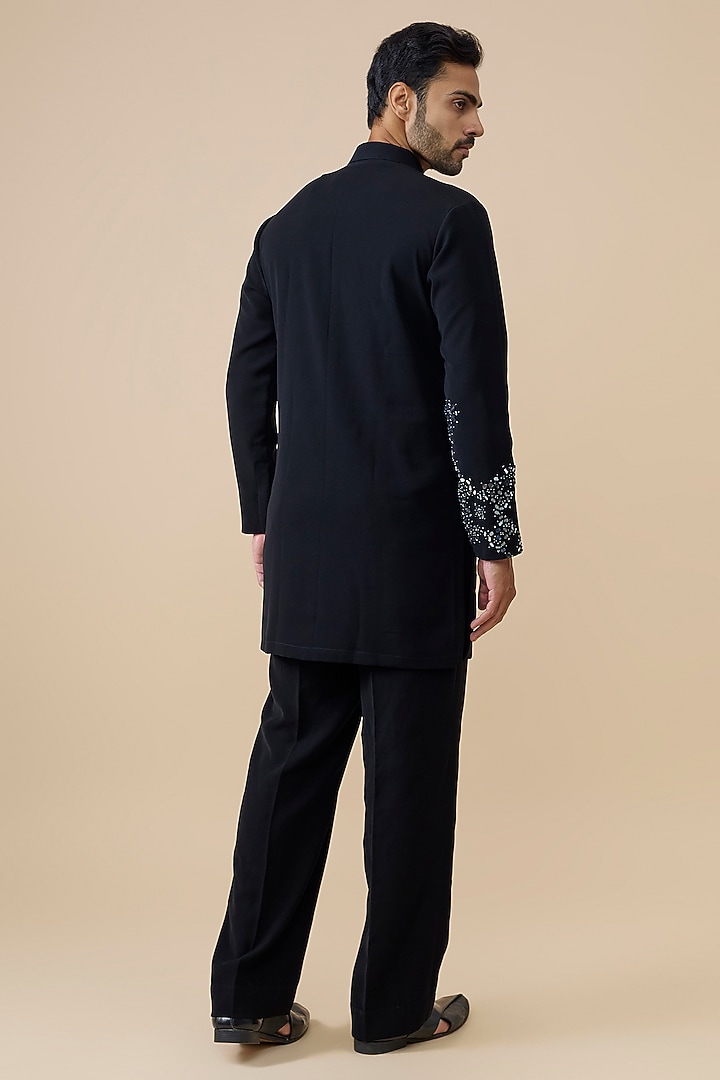 Black Polyester Kurta by Rohit Doshi at Pernia's Pop Up Shop