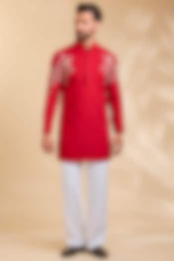 Red Cotton Kurta by Rohit Doshi at Pernia's Pop Up Shop