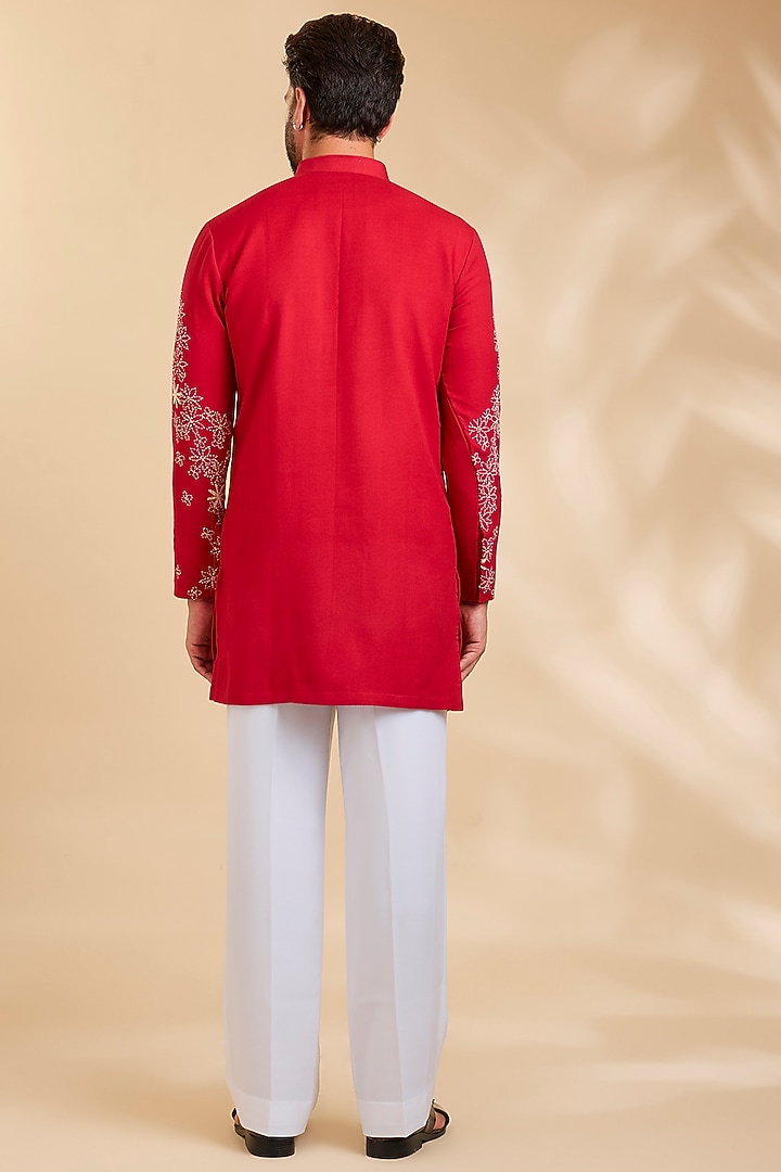 Red Cotton Kurta by Rohit Doshi at Pernia's Pop Up Shop