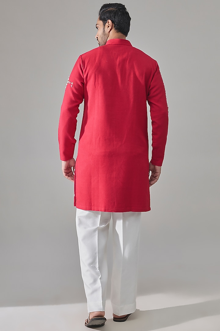 Red Cotton Kurta by Rohit Doshi at Pernia's Pop Up Shop