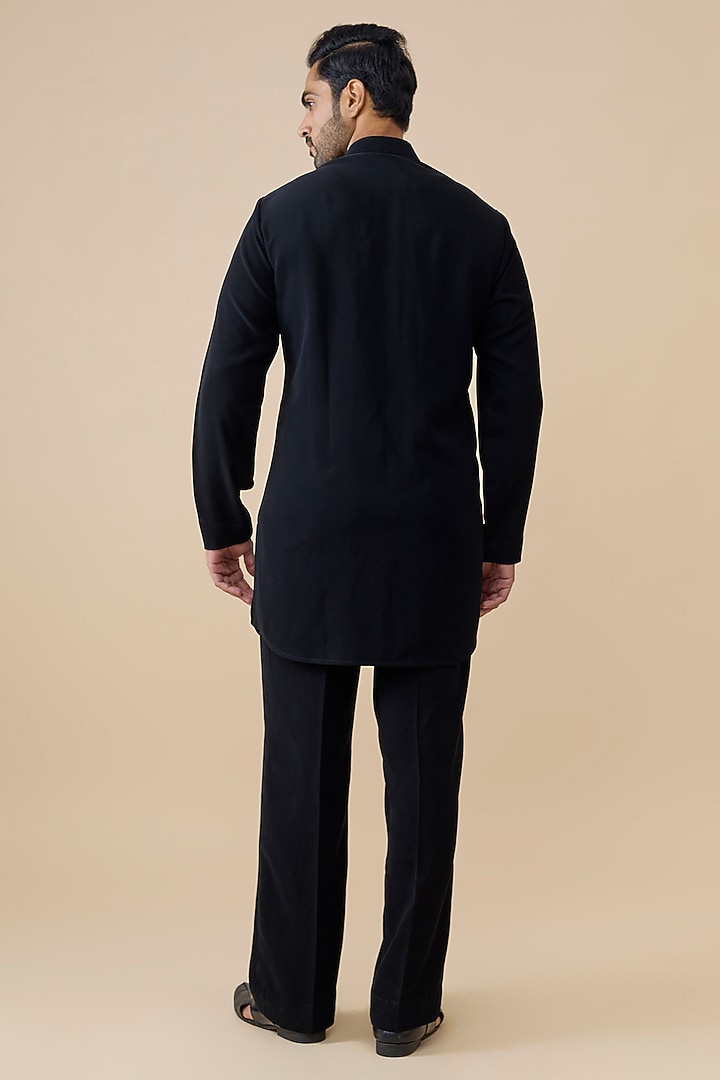 Black Polyester Kurta by Rohit Doshi at Pernia's Pop Up Shop