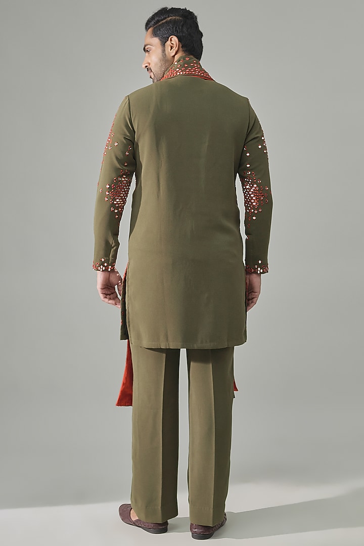 Sage Green Premium Blend Kurta Set by Rohit Doshi at Pernia's Pop Up Shop