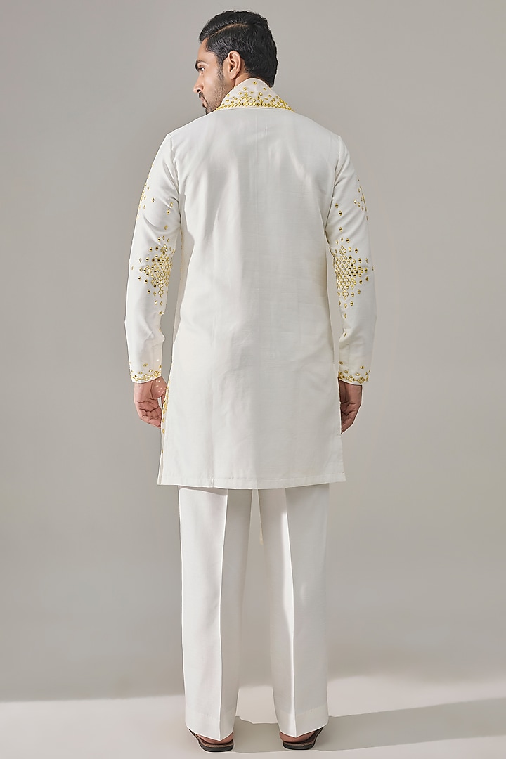 White Silk Kurta Set by Rohit Doshi at Pernia's Pop Up Shop