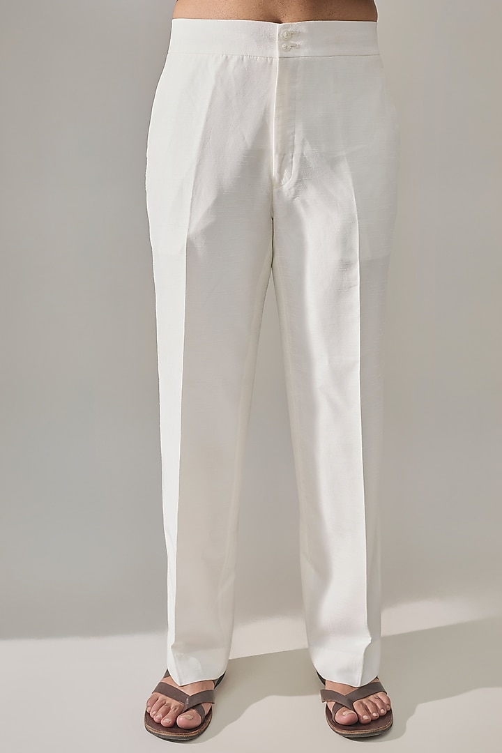 White Silk Kurta Set by Rohit Doshi at Pernia's Pop Up Shop