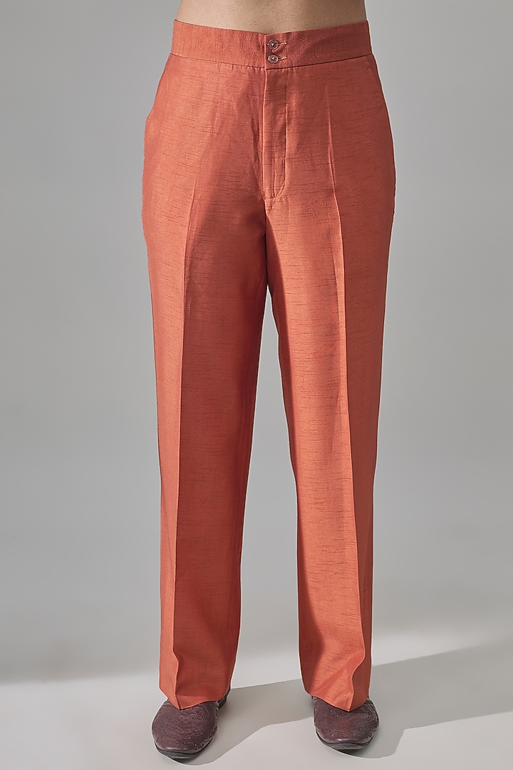 Rust Silk Kurta Set by Rohit Doshi at Pernia's Pop Up Shop