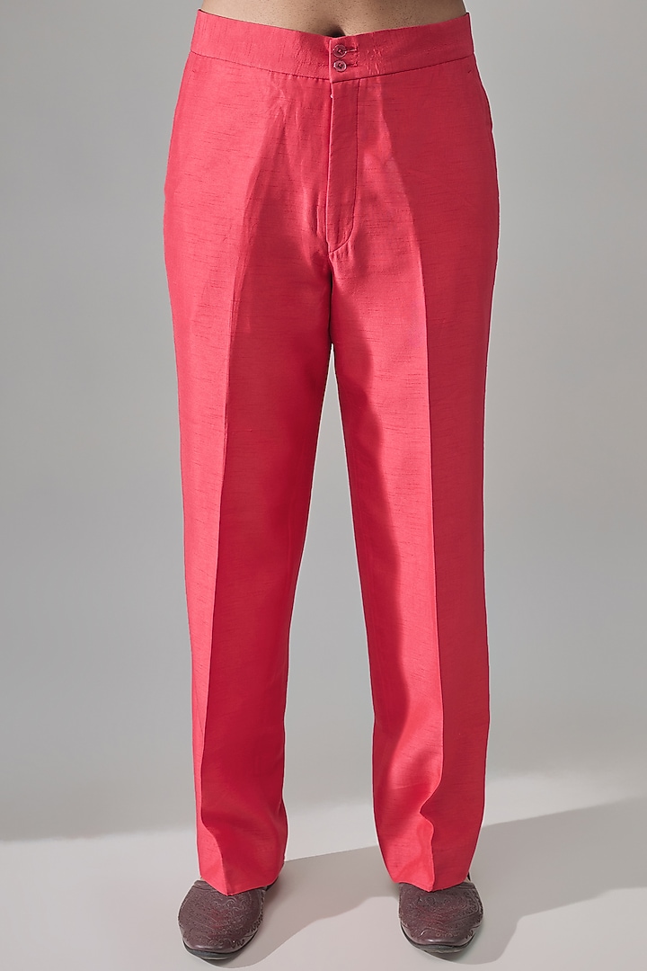 Red Silk Kurta Set by Rohit Doshi at Pernia's Pop Up Shop