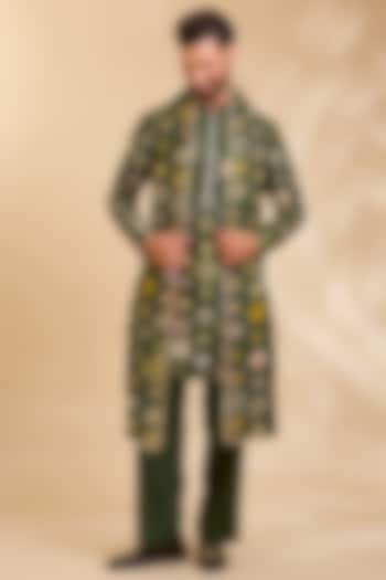 Green Silk Kurta Set by Rohit Doshi at Pernia's Pop Up Shop