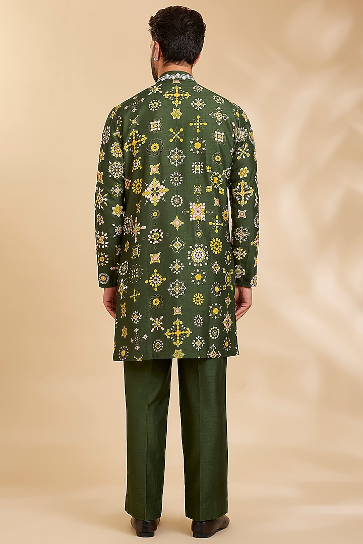 Green Silk Kurta Set by Rohit Doshi at Pernia's Pop Up Shop
