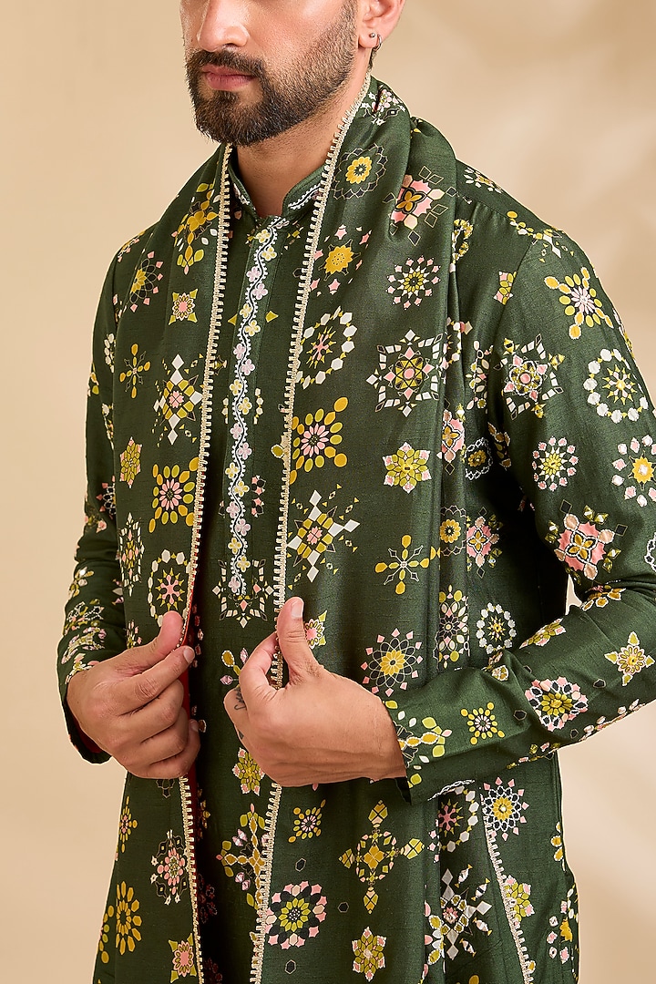 Green Silk Kurta Set by Rohit Doshi at Pernia's Pop Up Shop