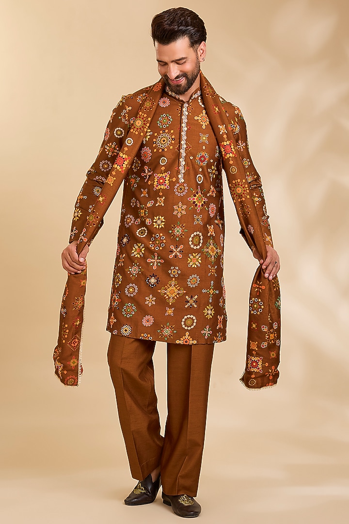 Green Silk Kurta Set by Rohit Doshi at Pernia's Pop Up Shop