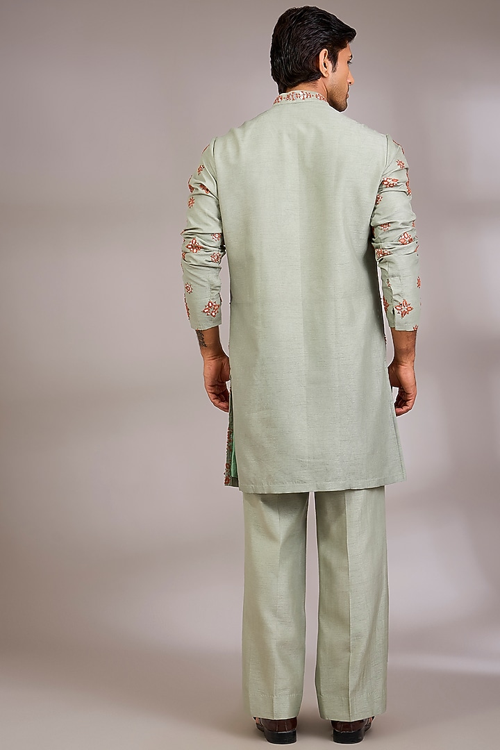 Grey Silk Kurta Set by Rohit Doshi at Pernia's Pop Up Shop