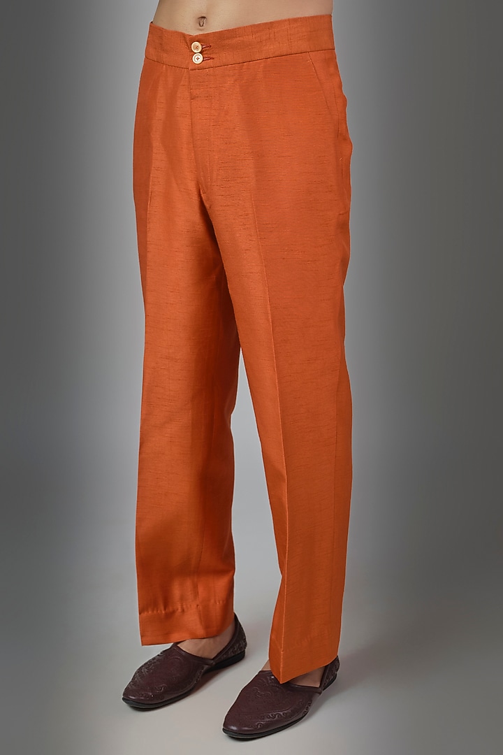 Orange Silk Kurta Set by Rohit Doshi at Pernia's Pop Up Shop
