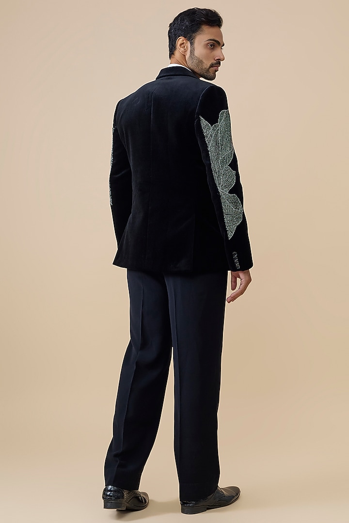 Black Velvet Tuxedo Set by Rohit Doshi at Pernia's Pop Up Shop