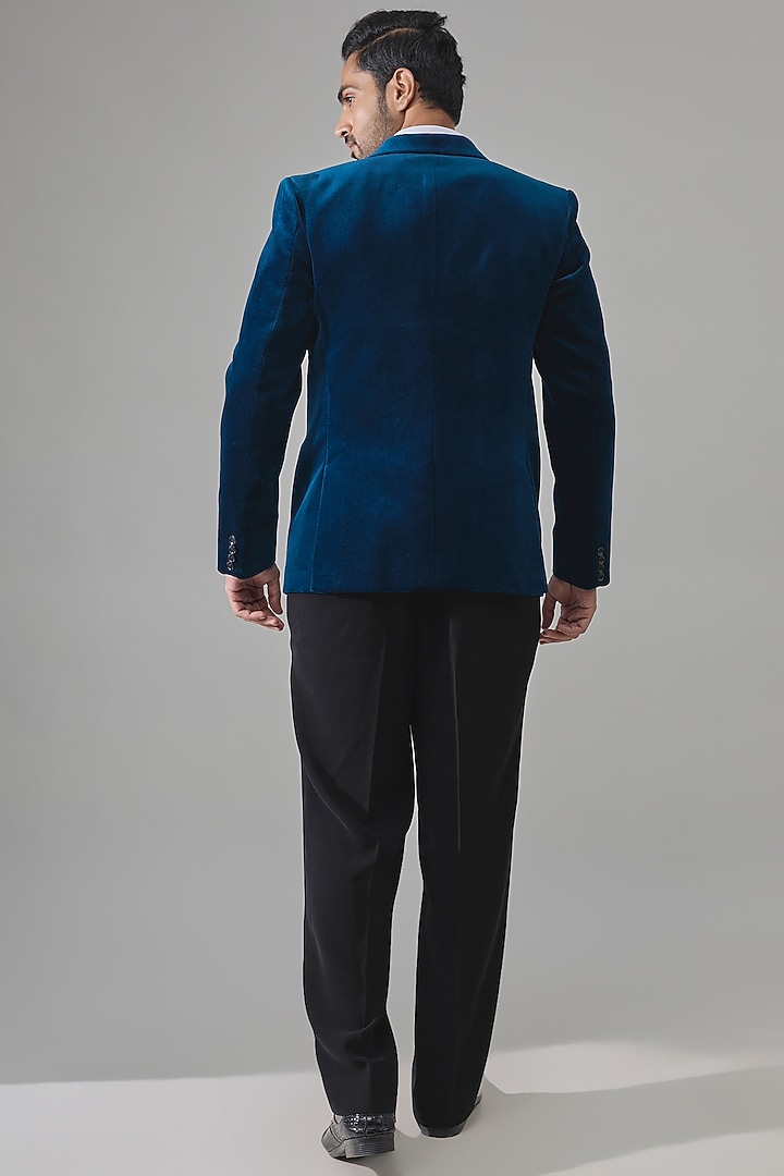 Blue Velvet Tuxedo Set by Rohit Doshi at Pernia's Pop Up Shop