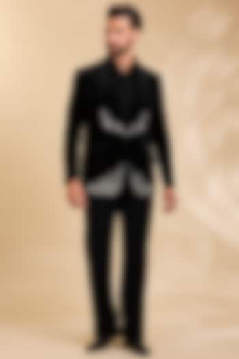 Black Velvet Tuxedo Set by Rohit Doshi at Pernia's Pop Up Shop