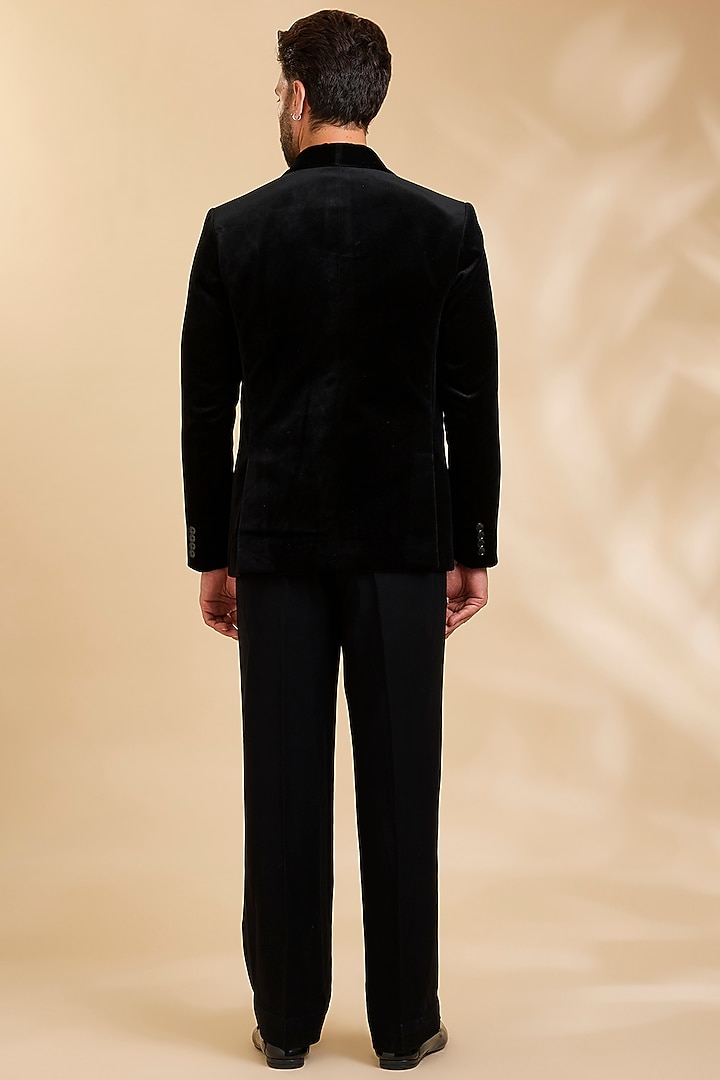 Black Velvet Tuxedo Set by Rohit Doshi at Pernia's Pop Up Shop
