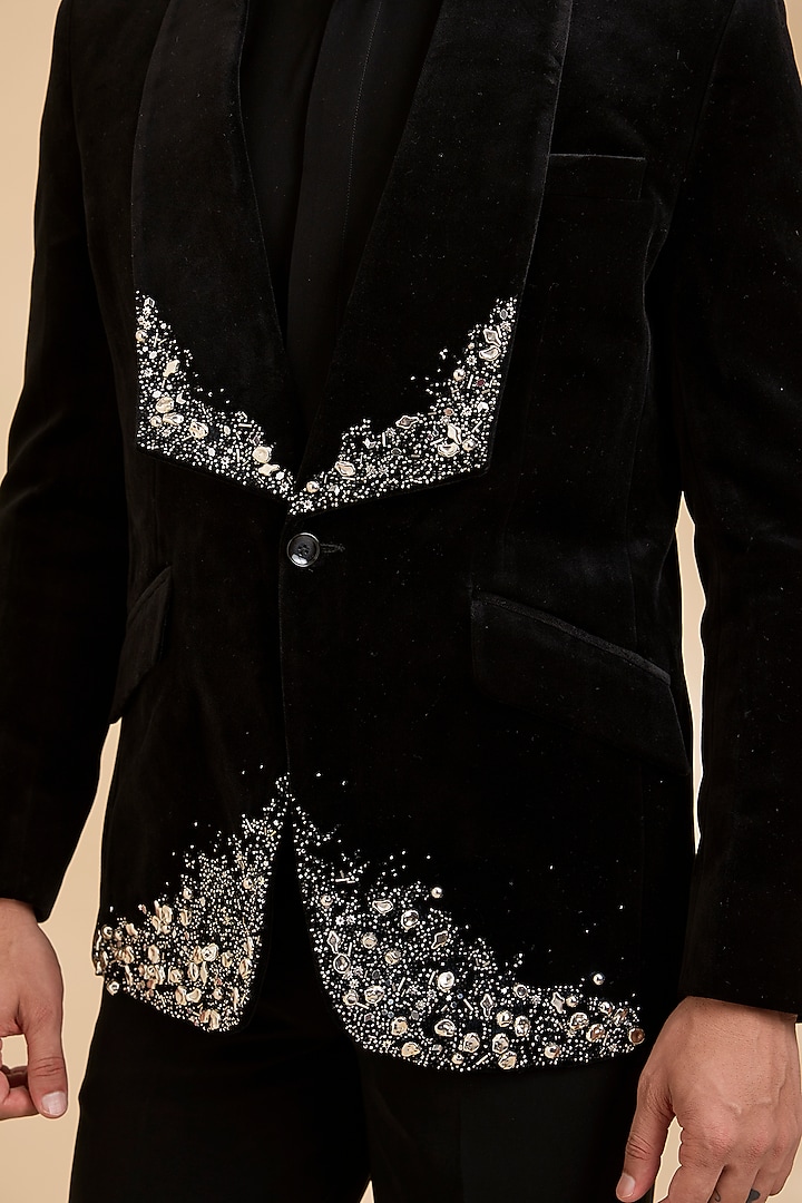 Black Velvet Tuxedo Set by Rohit Doshi at Pernia's Pop Up Shop