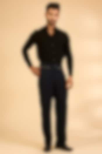 Blue Polyester Pants by Rohit Doshi at Pernia's Pop Up Shop