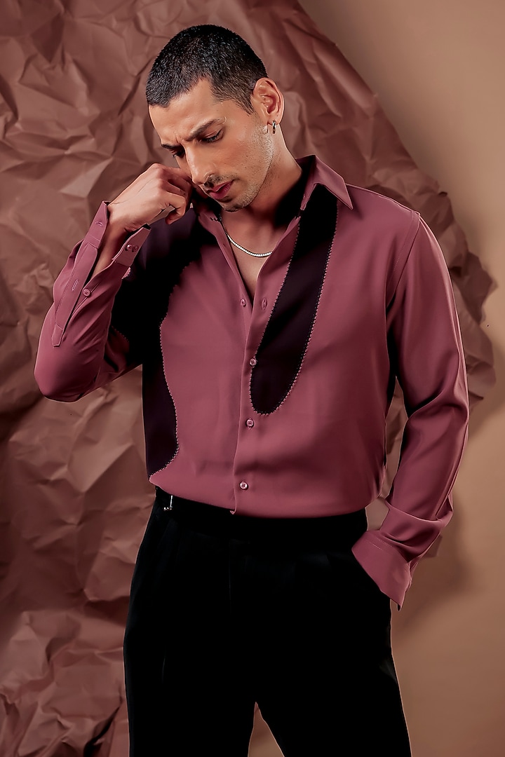 Mauve Imported Polyester Blend Party Wear Shirt by Rohit Doshi at Pernia's Pop Up Shop