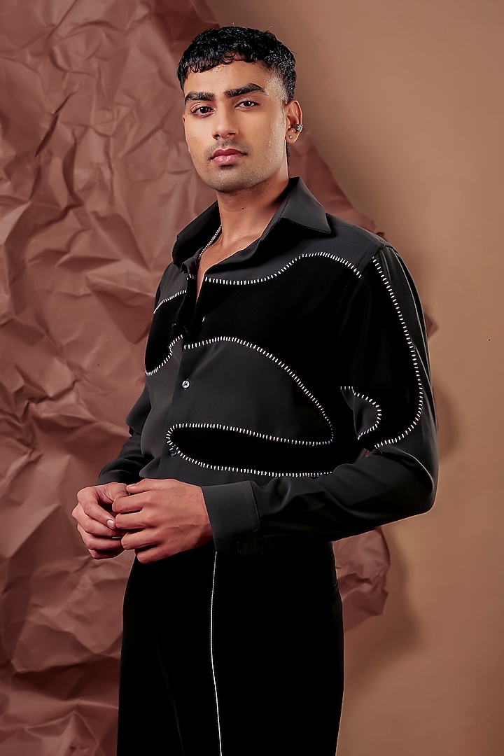 Grey Imported Polyester Blend Party Wear Shirt by Rohit Doshi at Pernia's Pop Up Shop