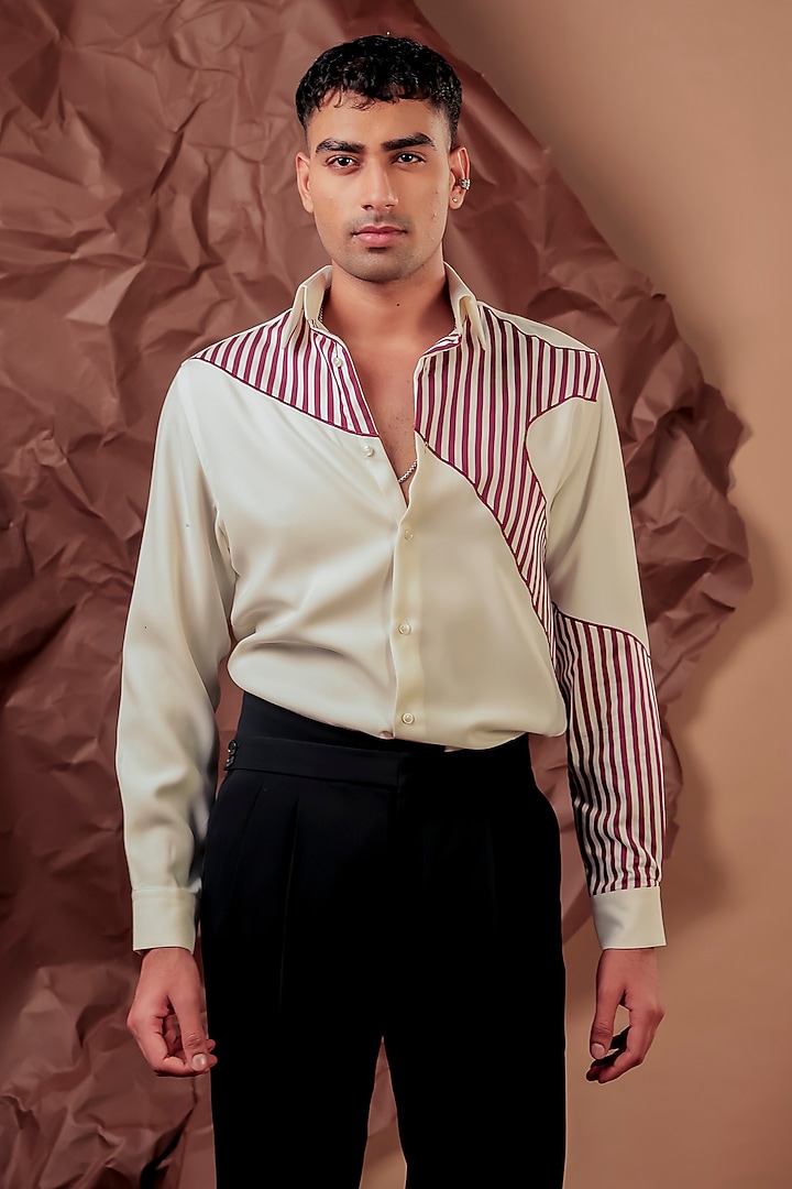 White Imported Polyester Blend Party Wear Shirt by Rohit Doshi at Pernia's Pop Up Shop