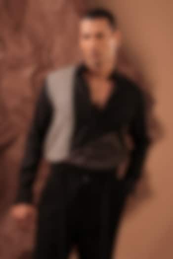 Black Imported Polyester Blend Party Wear Shirt by Rohit Doshi at Pernia's Pop Up Shop