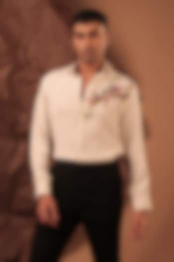 White Imported Polyester Blend Party Wear Shirt by Rohit Doshi at Pernia's Pop Up Shop