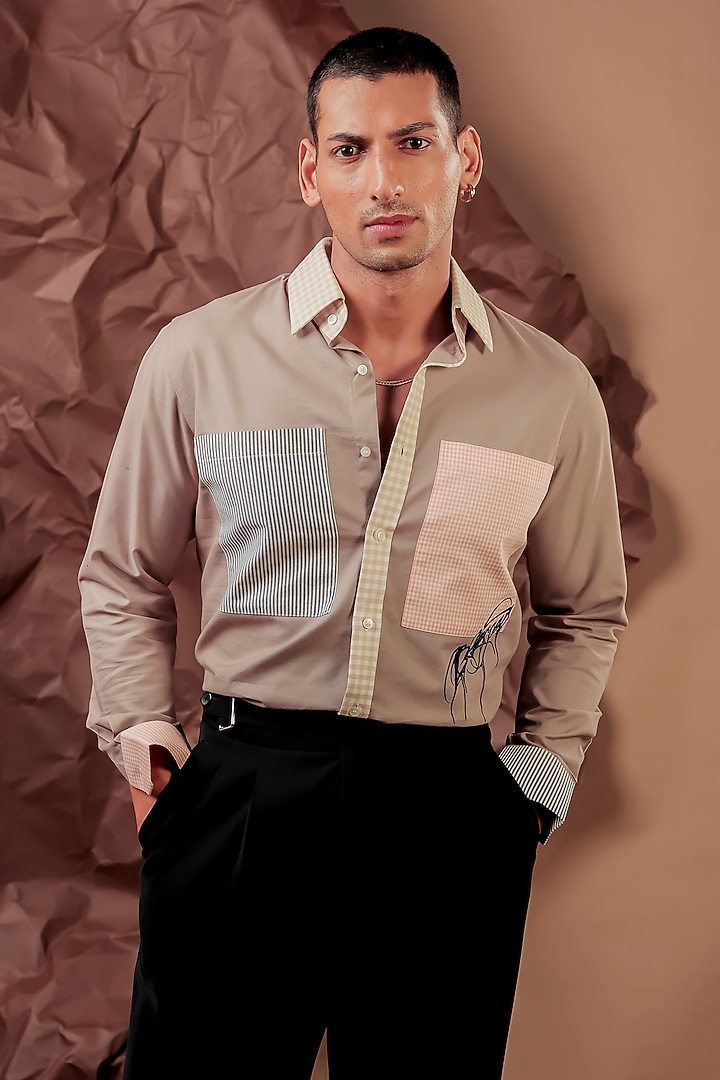 Beige Premium Cotton Party Wear Shirt by Rohit Doshi at Pernia's Pop Up Shop