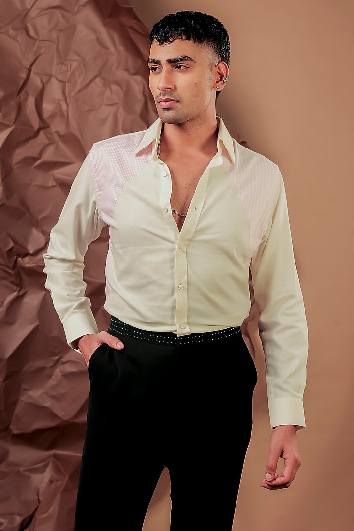 White Premium Cotton Party Wear Shirt by Rohit Doshi at Pernia's Pop Up Shop