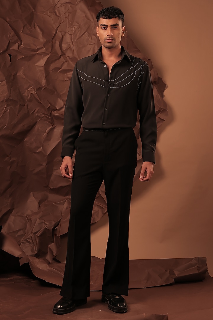 Grey Imported Polyester Blend Party Wear Shirt by Rohit Doshi at Pernia's Pop Up Shop