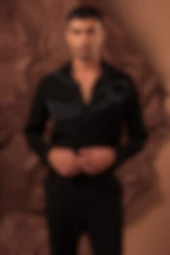 Black Imported Polyester Blend Party Wear Shirt by Rohit Doshi at Pernia's Pop Up Shop