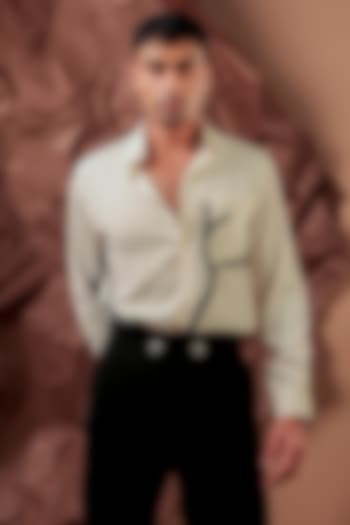 White Imported Polyester Blend Party Wear Shirt by Rohit Doshi at Pernia's Pop Up Shop