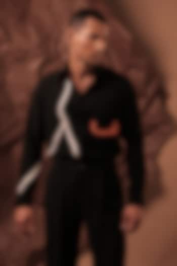 Black Imported Polyester Blend Party Wear Shirt by Rohit Doshi at Pernia's Pop Up Shop